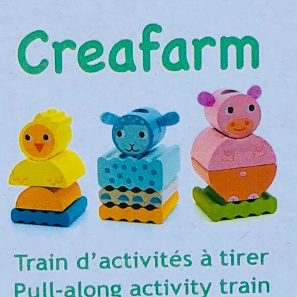 New Sealed Djeco Creaferme Wooden Train Push/Pull Along Stacking Toy - Picture 10 of 16